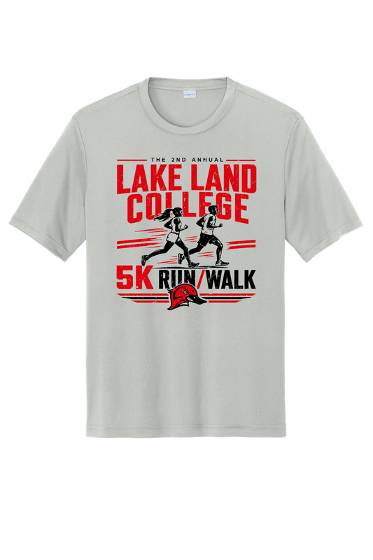Lakeland College2 - 2026 5k Run Walk - Design 01 - T-Shirts - Sport Tek ST350 - Silver