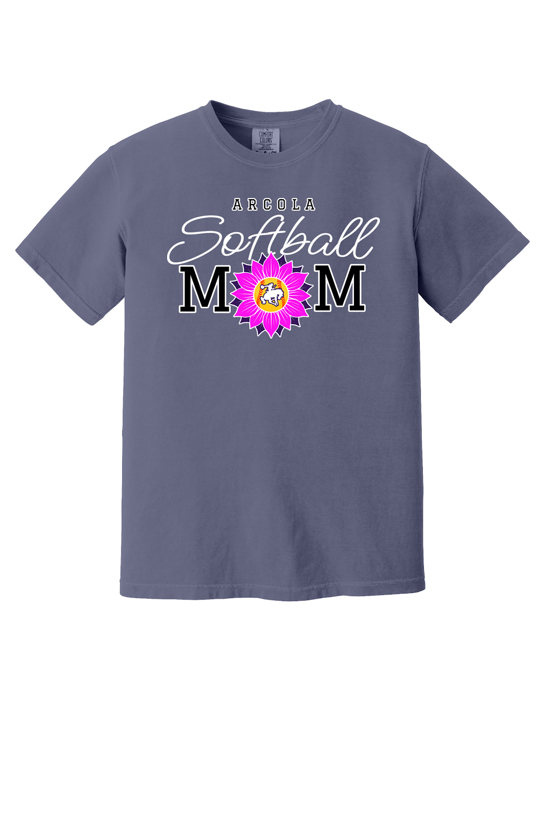 Arcola Purple Riders - Softball - Design 02 - T-Shirt - Comfort Colors 1717 - Grape - Flat Front