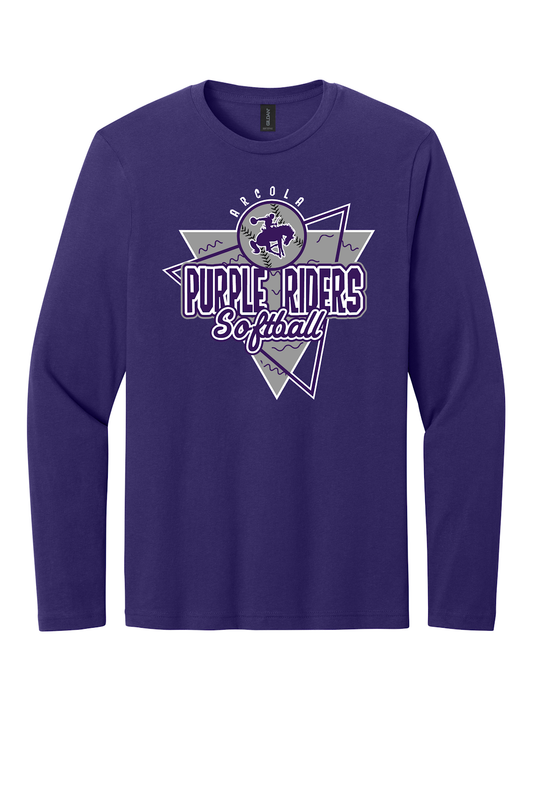 Arcola Purple Riders - Softball - Design 01 - Long Sleeve T - Gildan 64400 - Purple - Flat Front