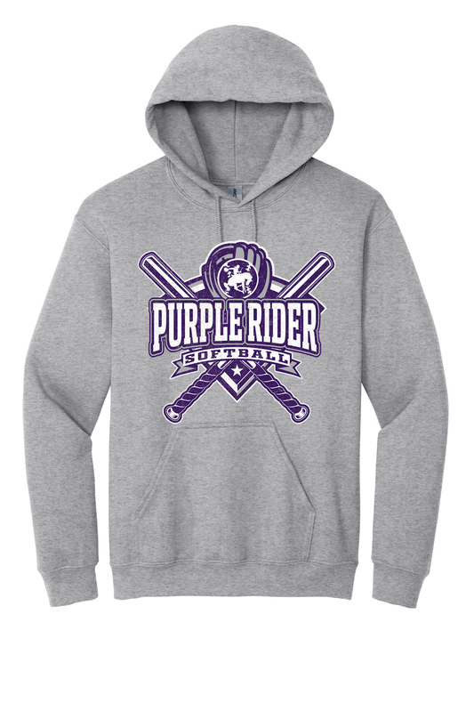 Arcola Purple Riders - Softball - Design 03 - Hoodies - Gildan 18500 - Sport Grey - Flat Front