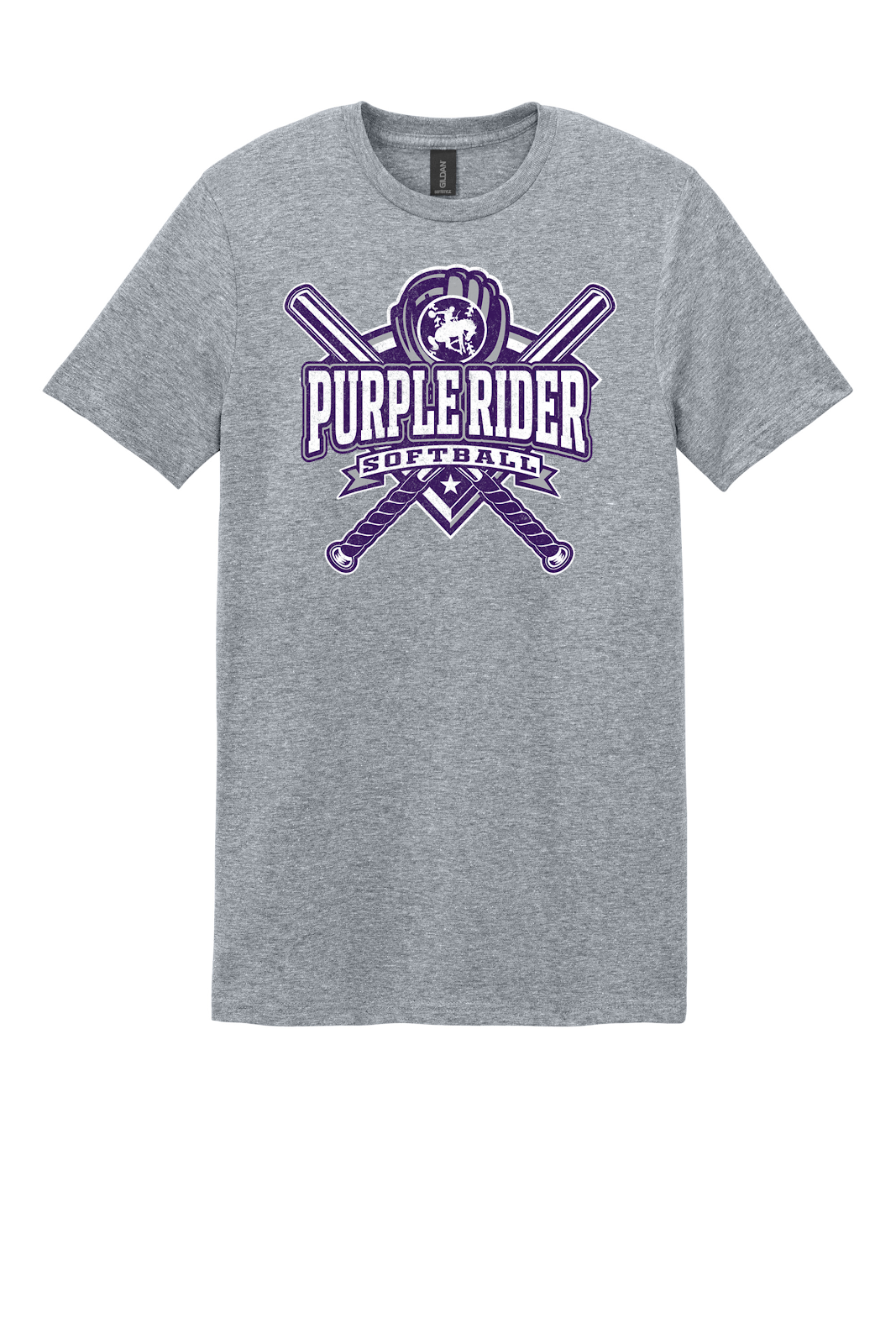 Arcola Purple Riders - Softball - Design 03 - T-Shirt - Gildan 64000 - Sport Grey - Flat Front