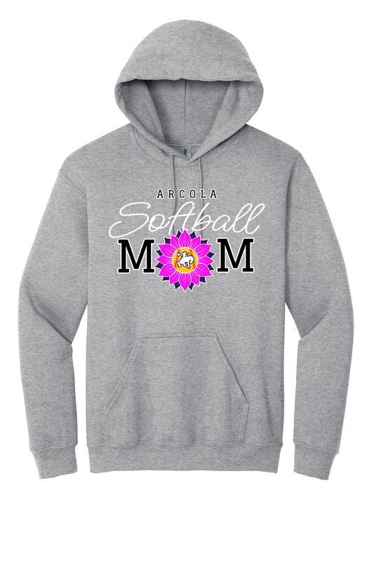Arcola Purple Riders - Softball - Design 02 - Hoodies - Gildan 18500 - Sport Grey - Flat Front