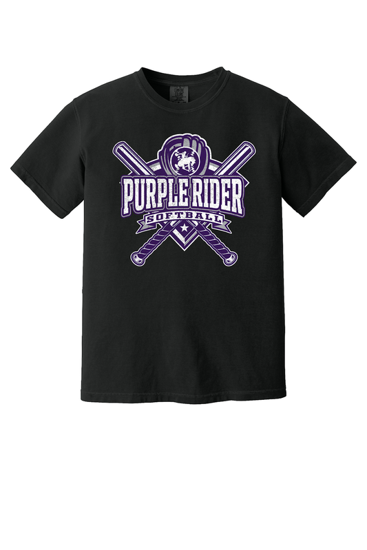 Arcola Purple Riders - Softball - Design 03 - T-Shirt - Comfort Colors 1717 - Black