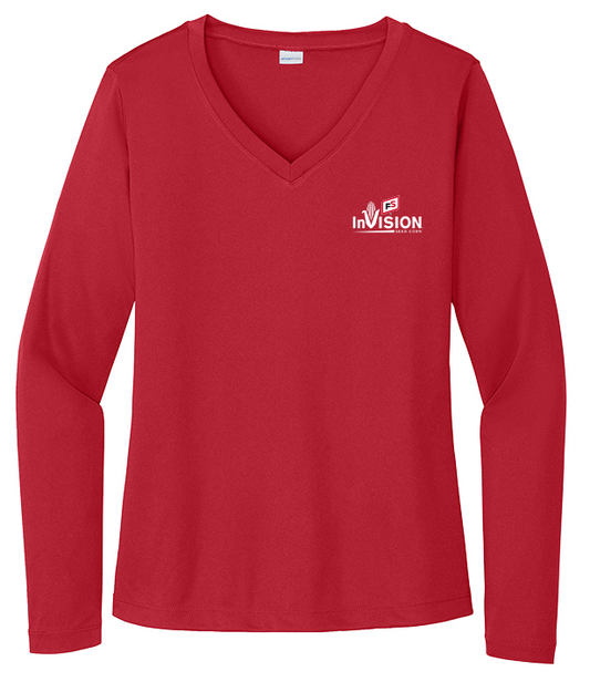 Illini FS - Invision - Sport-Tek Ladies Long Sleeve PosiCharge Competitor V-Neck Tee - LST353LS