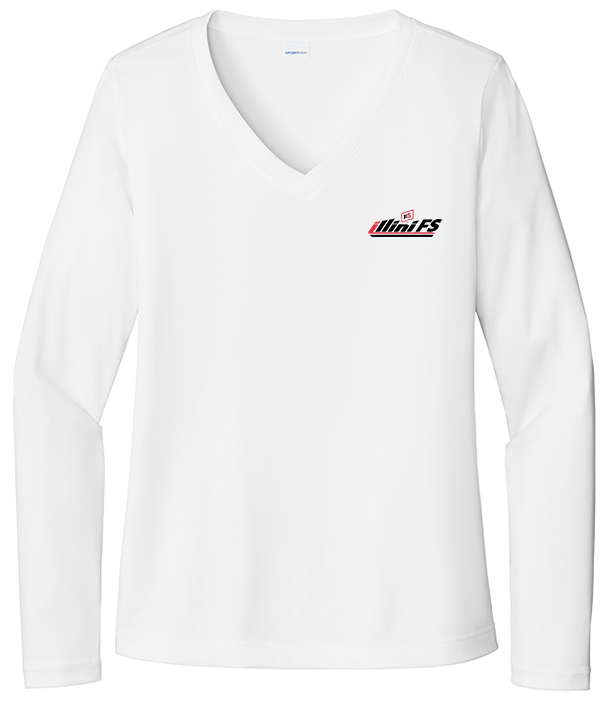 Illini FS - Horizontal - Sport-Tek Ladies Long Sleeve PosiCharge Competitor V-Neck Tee - LST353LS