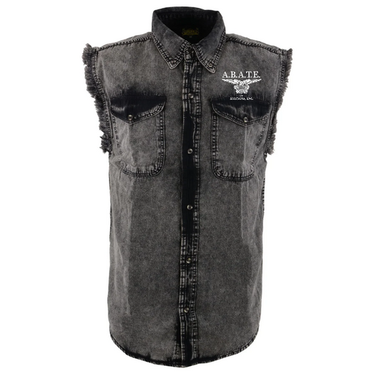 ABATE - Milwaukee Leather - Lightweight Sleeveless Classic Denim Shirt - MDM11678