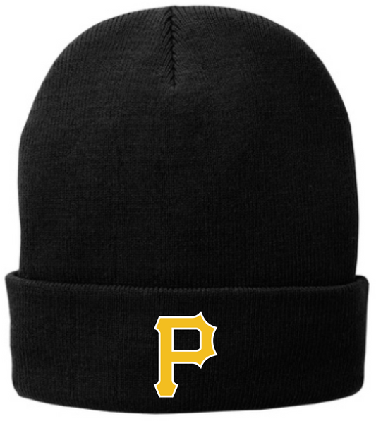Tuscola Pirates Baseball - Port & Co. Embroidered Fleece Lined Knit Cap - CP90L - Black