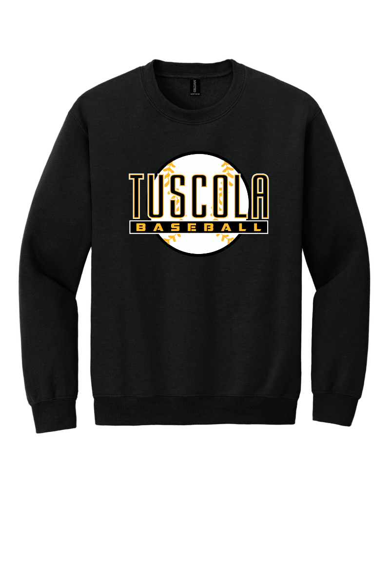Tuscola Hornets Baseball 2026 Youth Gildan Heavy Blend Crewneck Sweatshirt Ball Logo 18000B