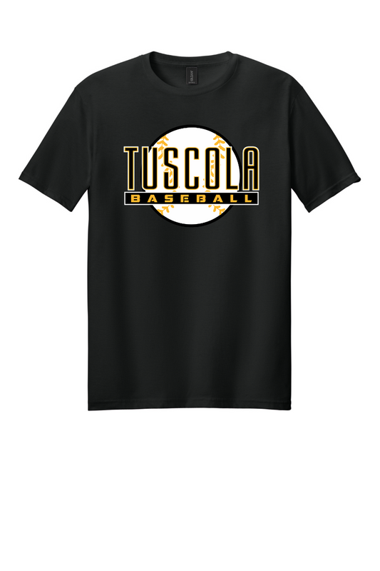 Tuscola Hornets Baseball 2026 Youth Gildan Softstyle T-Shirt Ball Logo 64000B
