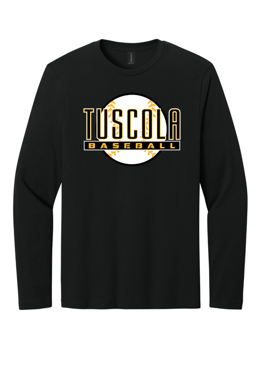 Tuscola Hornets Baseball 2026 - Gildan Softstyle Long Sleeve T-Shirt - Ball Logo - 64400