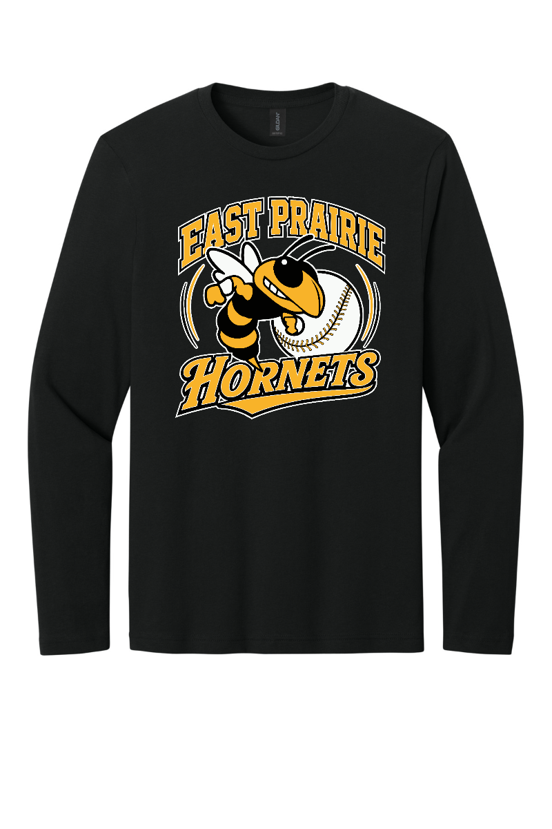 Tuscola Hornets Baseball 2026 - Gildan Softstyle Long Sleeve T-Shirt - Hornet Logo - 64400