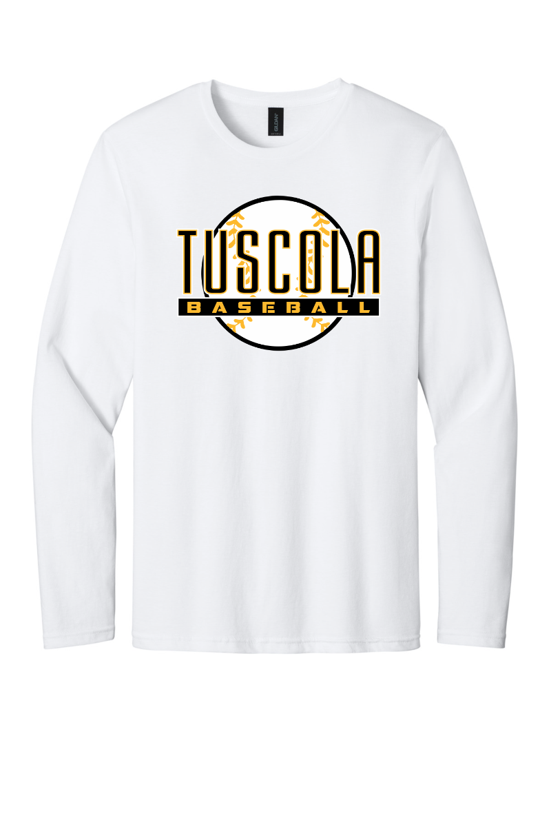 Tuscola Hornets Baseball 2026 - Gildan Softstyle Long Sleeve T-Shirt - Ball Logo - 64400