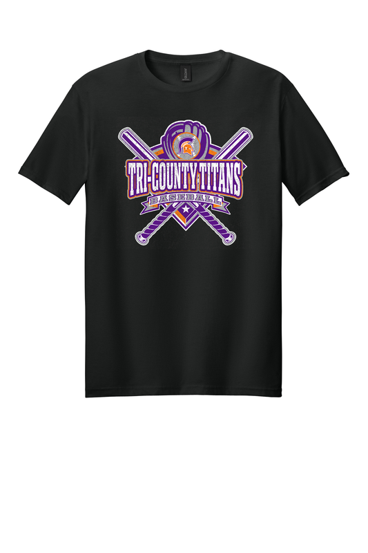 Tri-County - Baseball - Design 3 - T-shirt - Gildan 64000 - Black