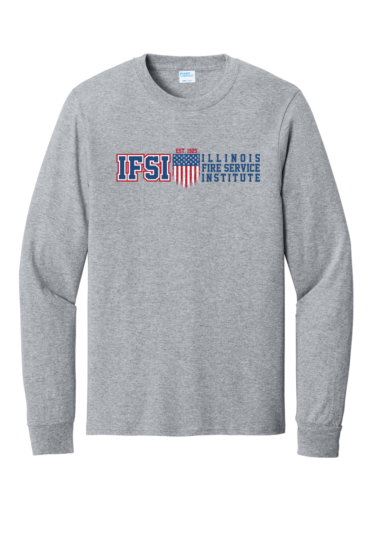 IFSI Webstore - Port & Company Long Sleeve Core Cotton Tee - IFSI America Theme - PC54LS [Athletic Heather] front