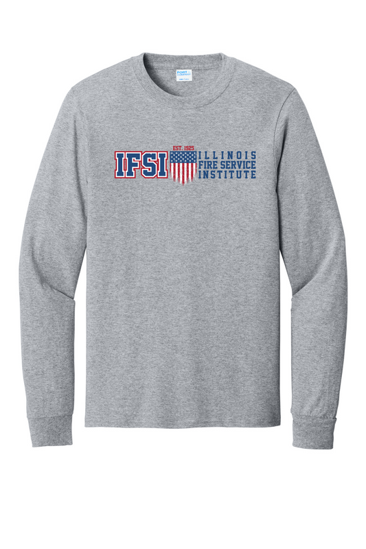 IFSI Webstore - Port & Company Long Sleeve Core Cotton Tee - IFSI America Theme - PC54LS [Athletic Heather] front
