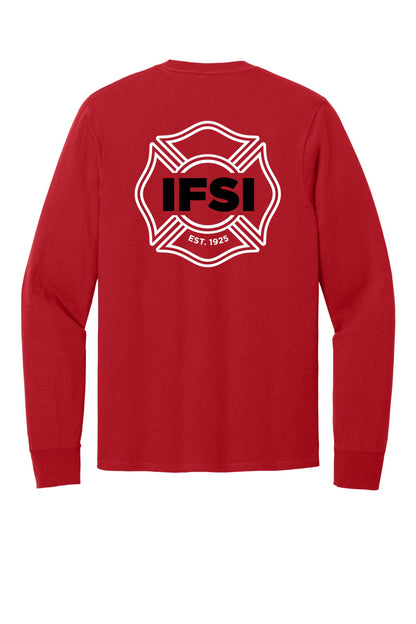 IFSI Webstore - Port & Company Long Sleeve Core Cotton Tee - Shield Tee - PC54LS [Red] Back