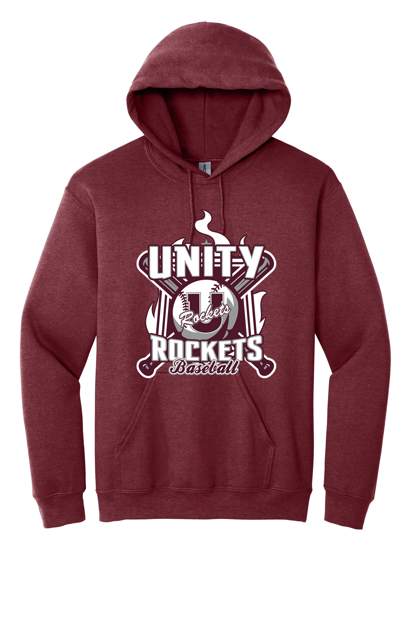 Unity - Baseball - Design 05 - Hooded Sweatshirt - Gildan 18500 - Heather Dark Maroon