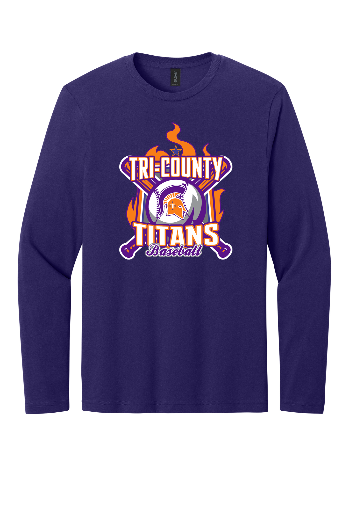 Tri-County - Baseball - Design 05 - Long Sleeve T - Gildan 64400 - Team Purple