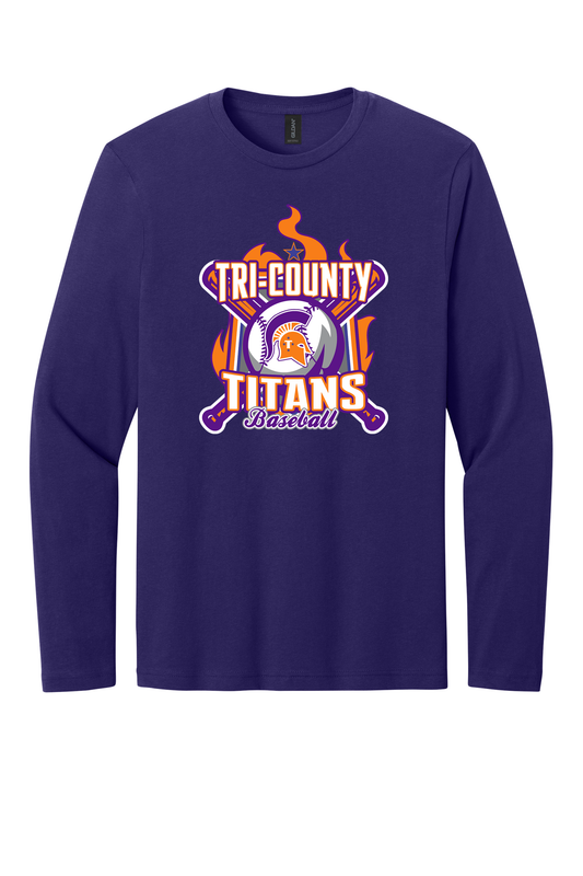 Tri-County - Baseball - Design 05 - Long Sleeve T - Gildan 64400 - Team Purple