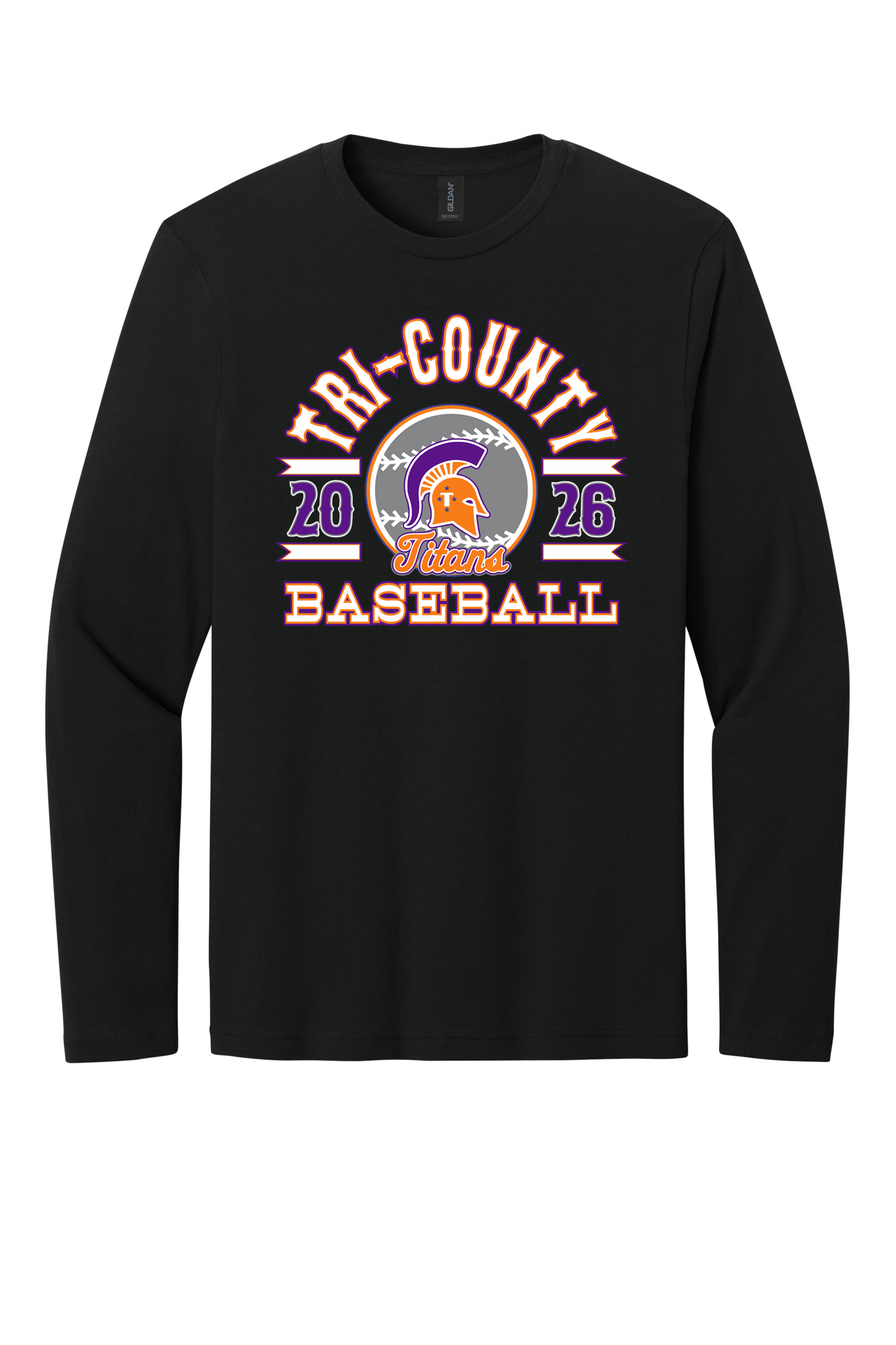 Tri-County - Baseball - Design 04 - Long Sleeve T - Gildan 64400 - Black