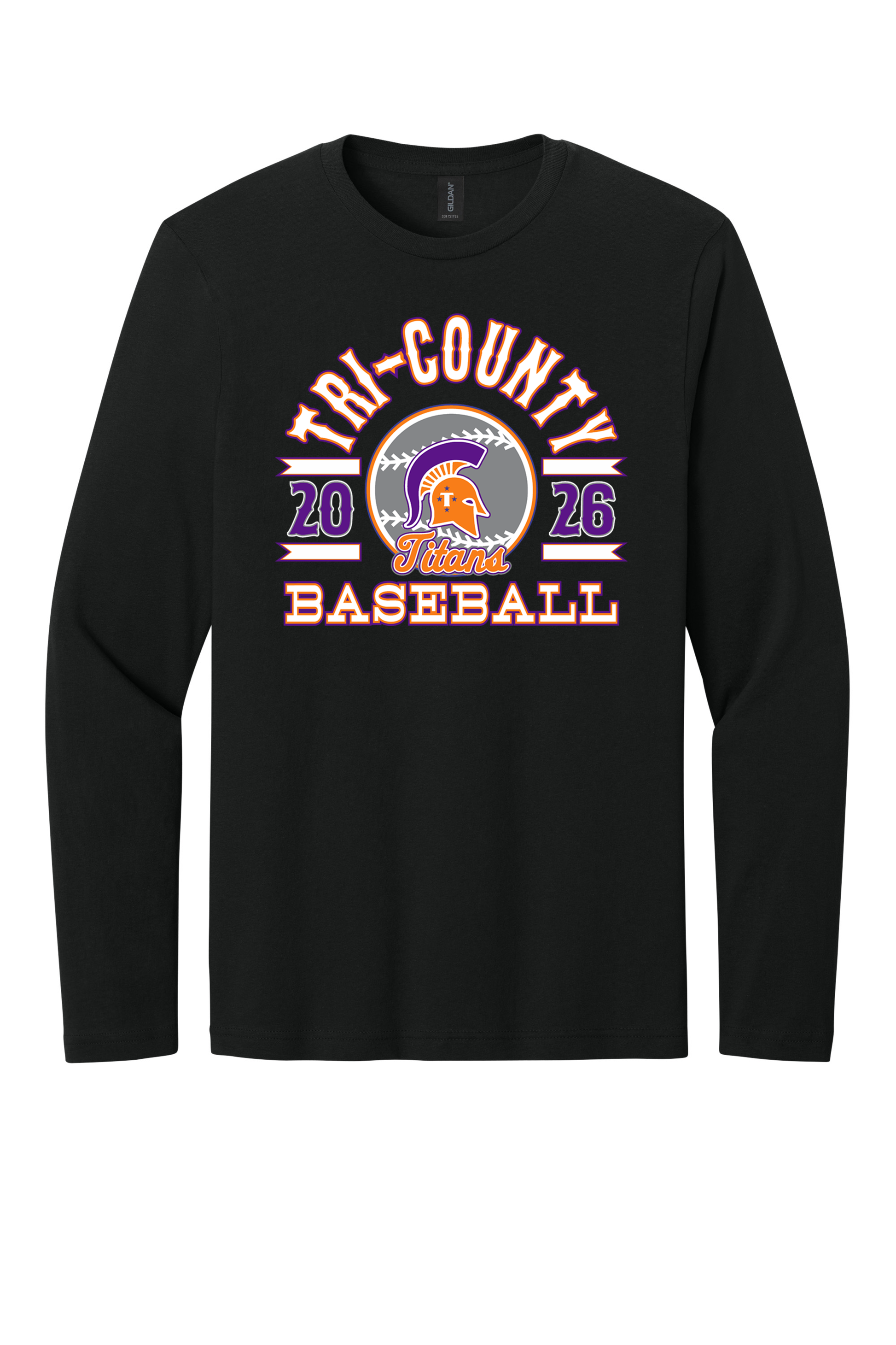 Tri-County - Baseball - Design 04 - Long Sleeve T - Gildan 64400 - Black