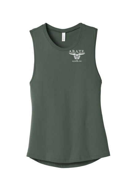 Abate Design 01 Bella + Canvas Women's Jersey Muscle Tank Military Green front
