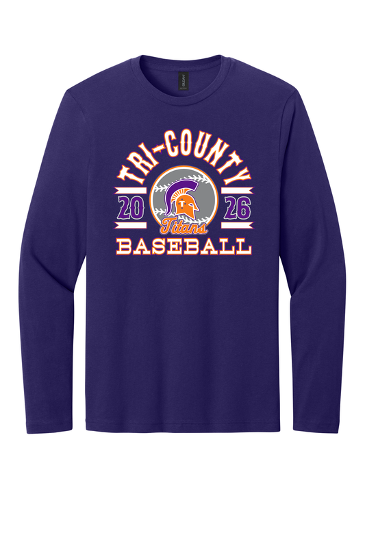Tri-County - Baseball - Design 04 - Long Sleeve T - Gildan 64400 - Team Purple