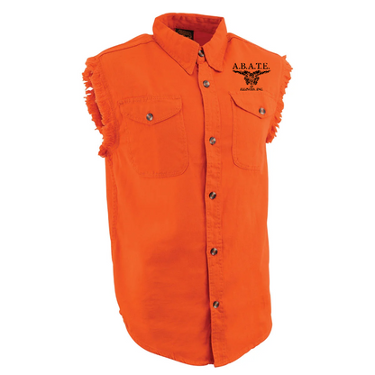 Milwaukee Leather - Lightweight Sleeveless Denim Shirt - dm1001 [Orange] Front