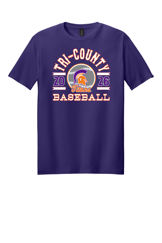 Tri-County - Baseball - Design 04 - T-shirt - Gildan 64000 - Team Purple
