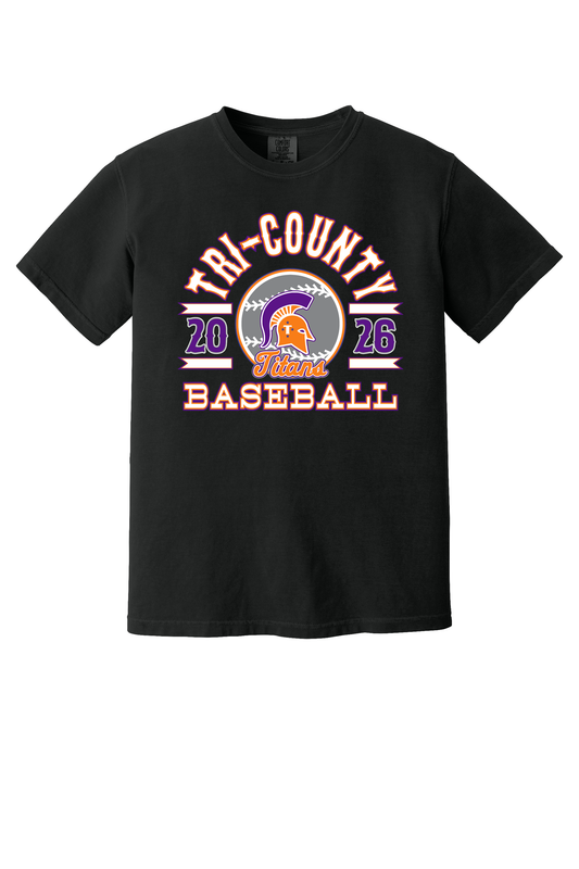 Tri-County - Baseball - Design 04 - T-shirt - Comfort Color 1717 - Black