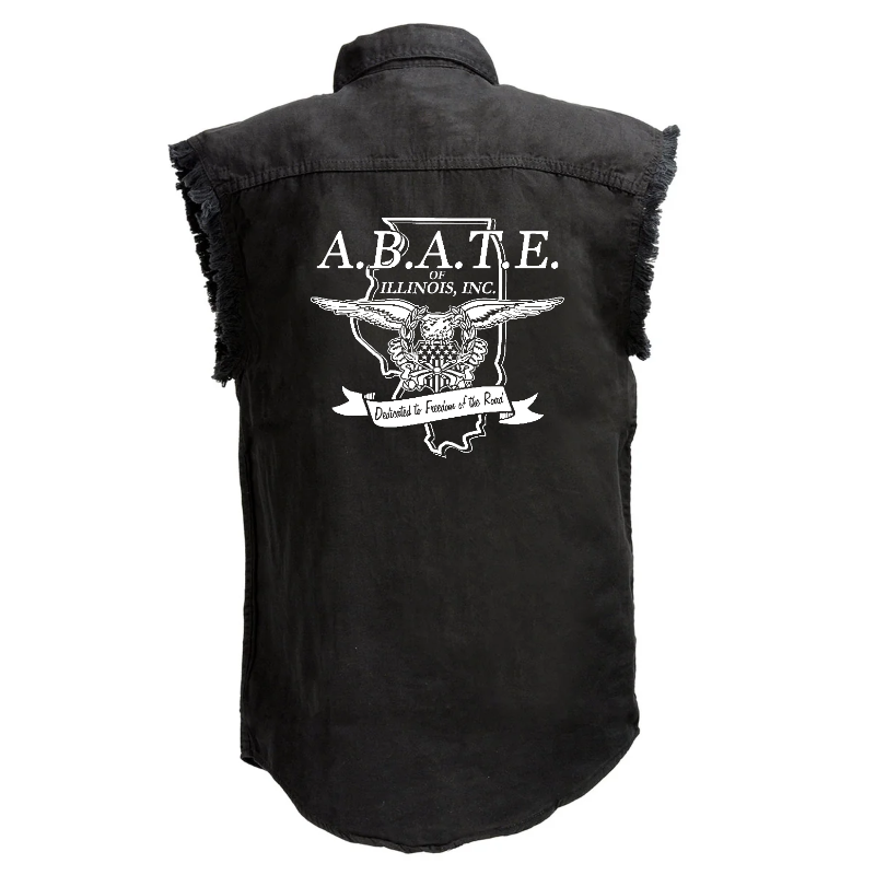 Milwaukee Leather - Lightweight Sleeveless Denim Shirt - dm1001 [Black] Front
