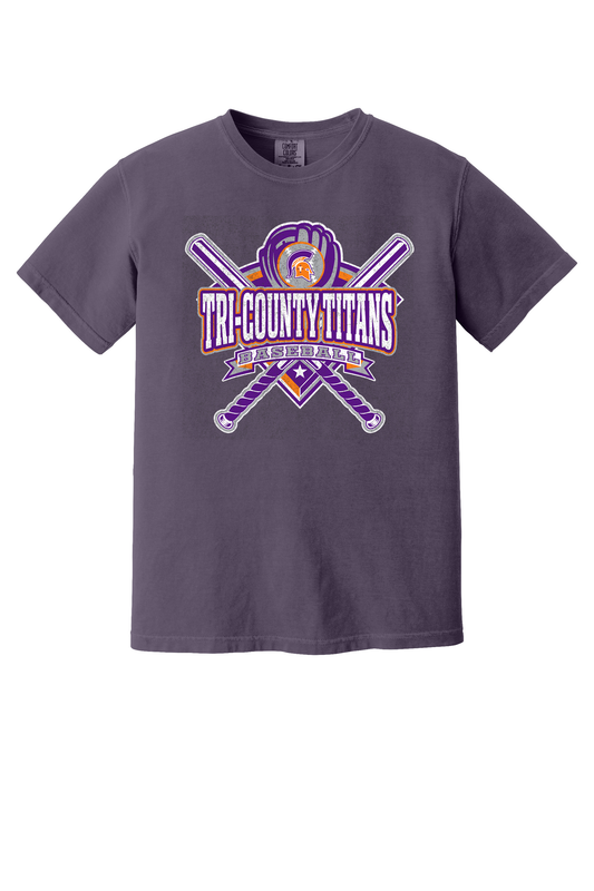 Tri-County - Baseball - Design 3 - T-shirt - Comfort Color 1717 - Wine