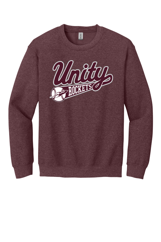 Unity - Baseball - Design 1 - Crewneck Sweatshirt - Gildan 18000 - Heather Dark Maroon