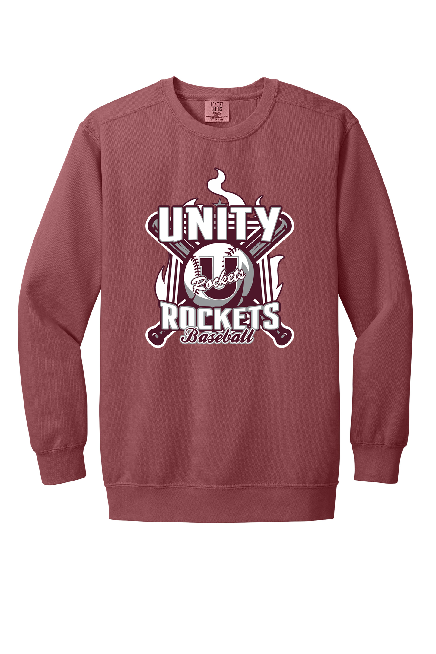 Unity - Baseball - Design 05 - Crewneck Sweatshirt - Comfort Color 1566 - Crimson