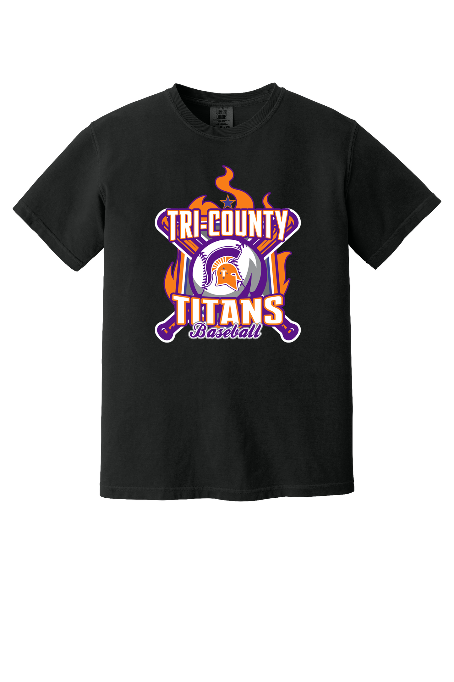 Tri-County - Baseball - Design 05 - T-shirt - Comfort Color 1717 - Black