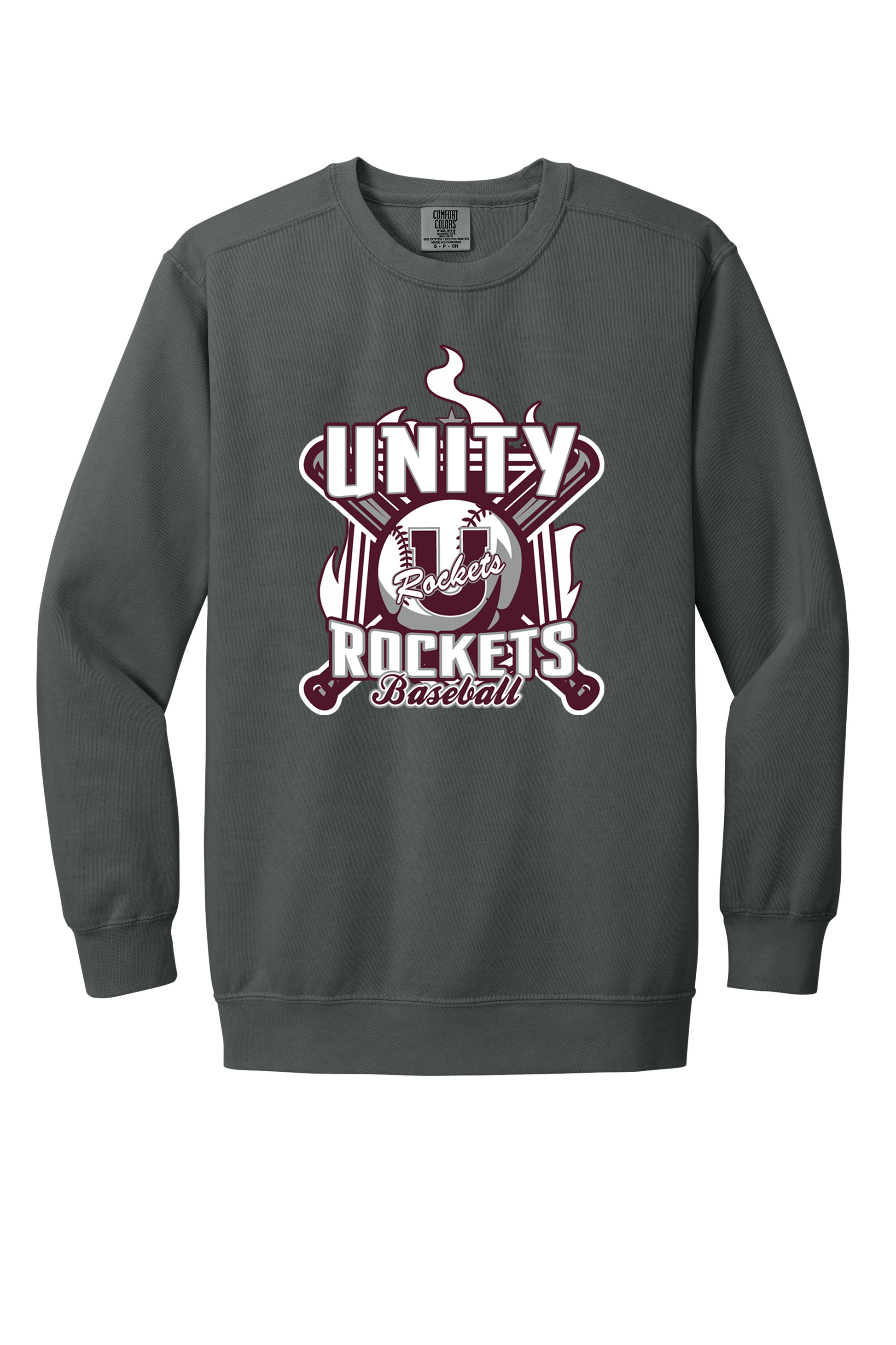 Unity - Baseball - Design 05 - Crewneck Sweatshirt - Comfort Color 1566 - Pepper
