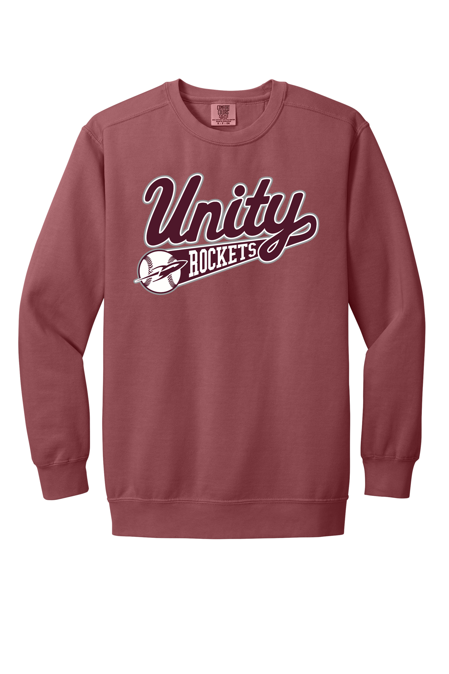 Unity - Baseball - Design 1 - Crewneck Sweatshirt - Comfort Color 1566 - Crimson