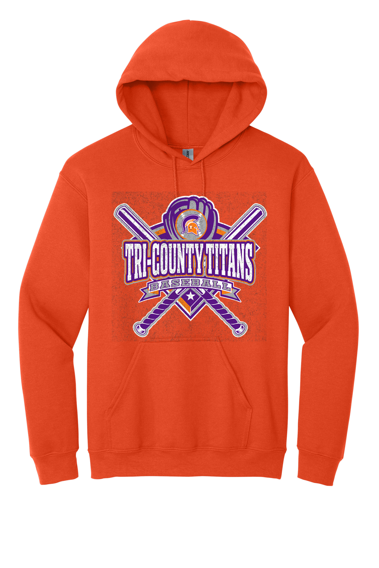 Tri-County - Baseball - Design 03 -  Hooded Sweatshirt - Gildan 18500 - Orange