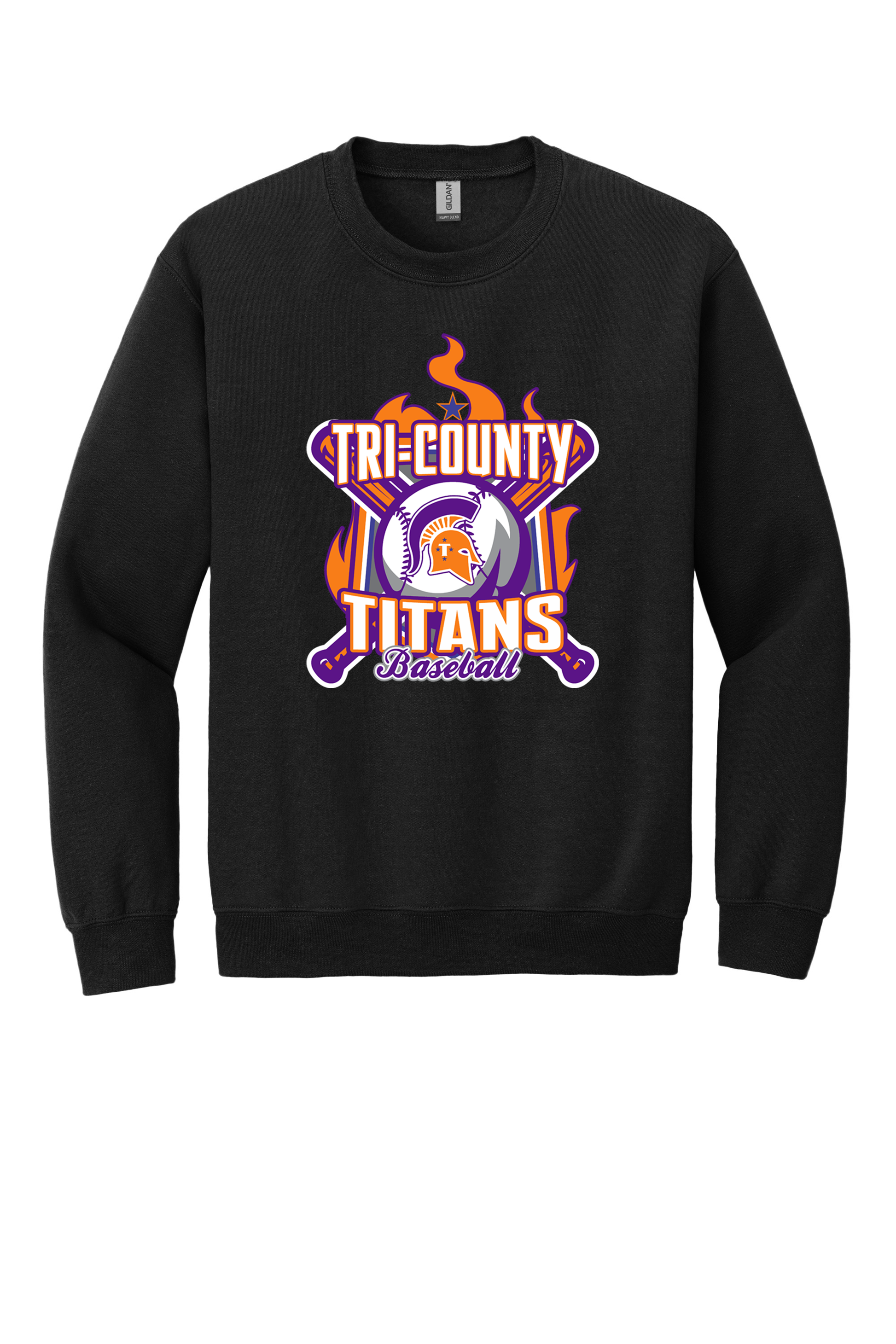 Tri-County - Baseball - Design 05 - Crewneck Sweatshirt - Gildan 18000 - Black