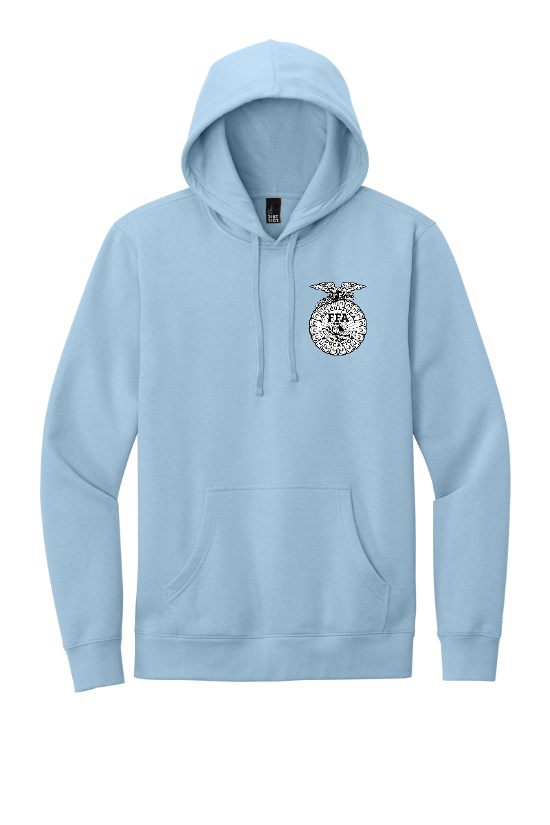 Arcola FFA Agriculture design, front of Ice Blue hoodie
