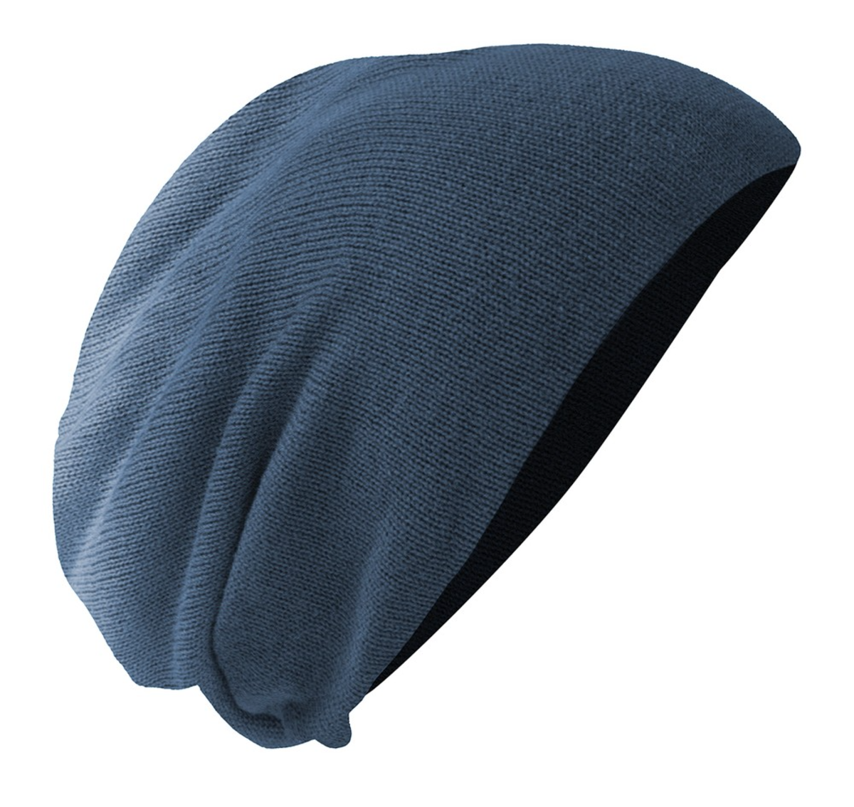 District Slouch Beanie DT618 Navy Dip Dye blank side view