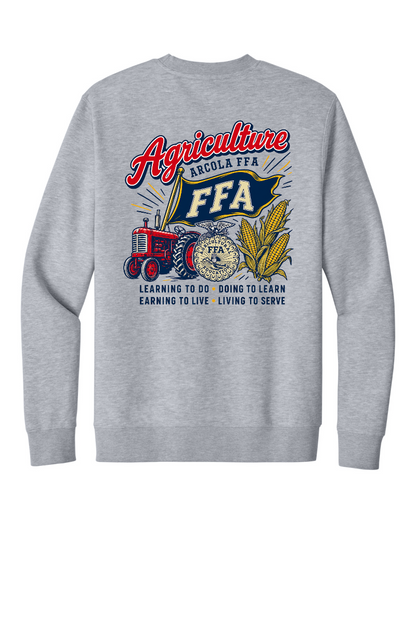 Arcola FFA Agriculture design, back of Light Heather Grey crew