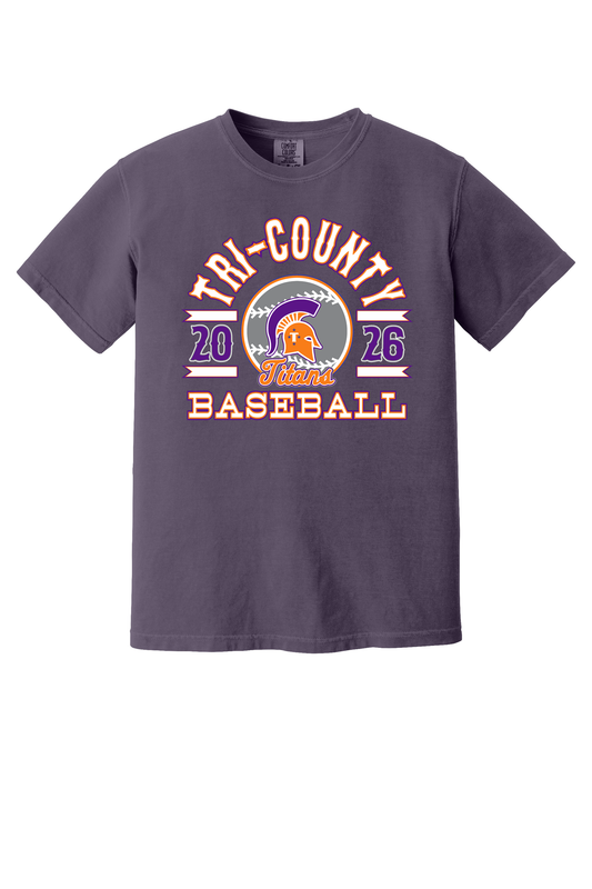 Tri-County - Baseball - Design 04 - T-shirt - Comfort Color 1717 - Wine
