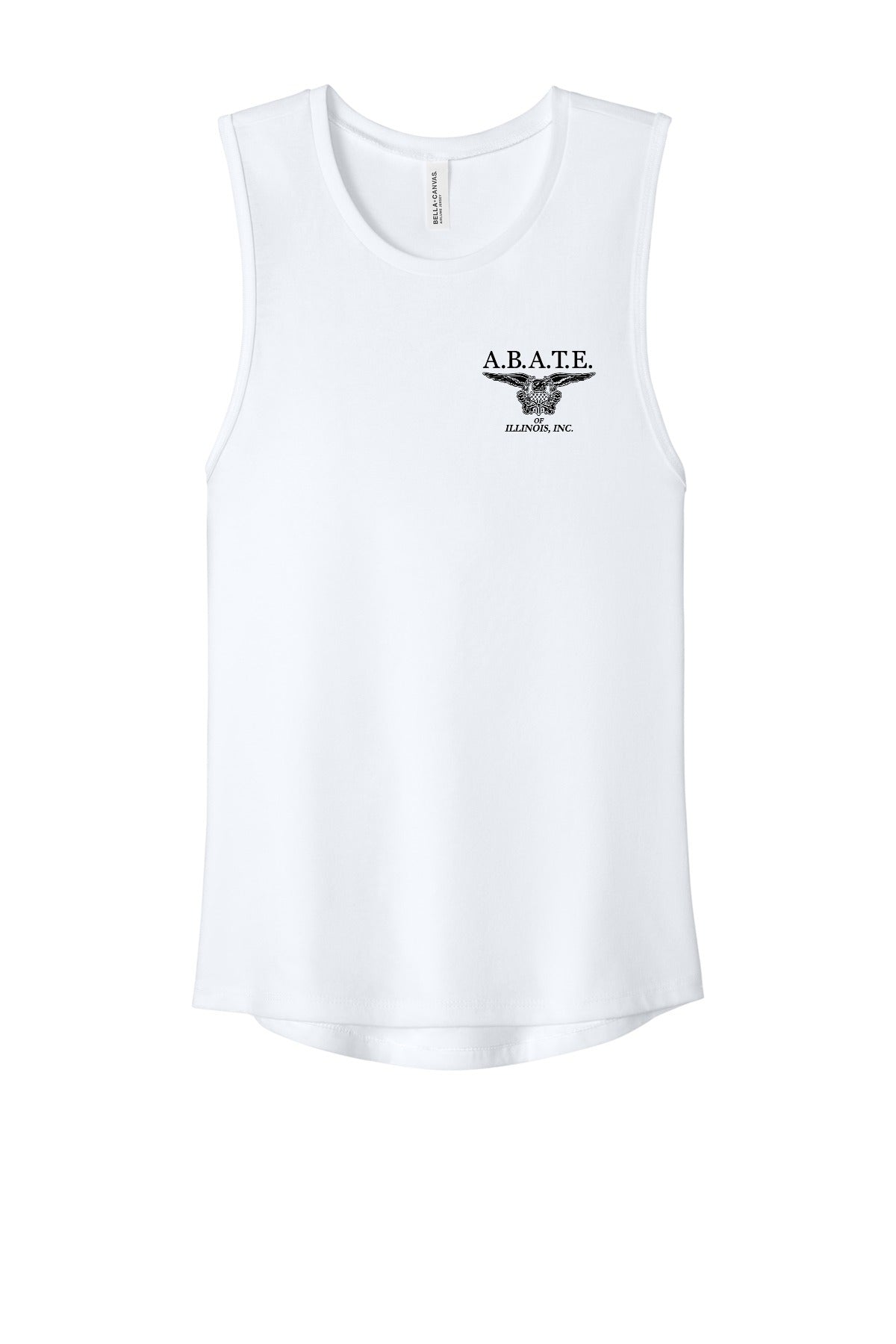 Abate Design 01 Bella + Canvas Women's Jersey Muscle Tank White front