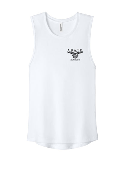 Abate Design 01 Bella + Canvas Women's Jersey Muscle Tank White front