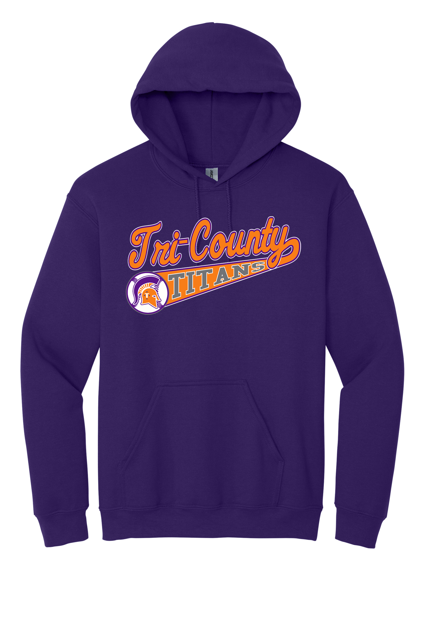 Tri-County - Baseball - Design 01 -  Hooded Sweatshirt - Gildan 18500 - Team Purple