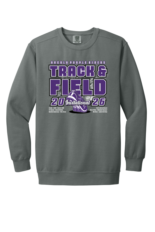 Arcola Track Invite - Track - Design 01 - Sweatshirt - Comfort Colors 1566 - Grey