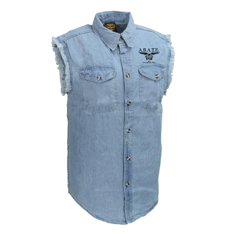 Milwaukee Leather - Lightweight Sleeveless Denim Shirt - dm1001 [Blue] Back