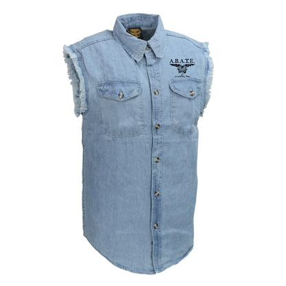 Milwaukee Leather - Lightweight Sleeveless Denim Shirt - dm1001 [Blue] Back