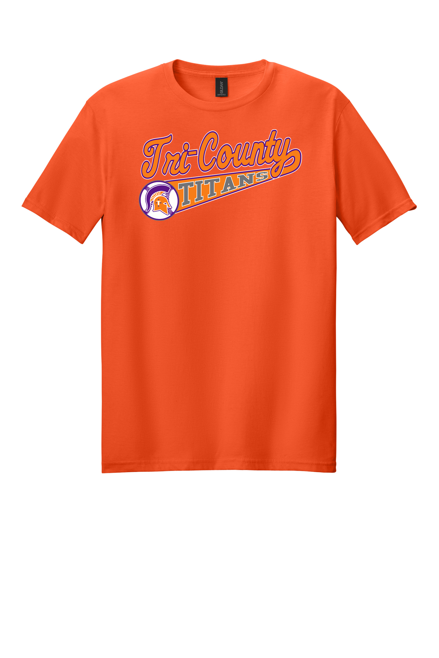 Tri-County - Baseball - Design 1 - T-shirt - Gildan 64000 - Orange